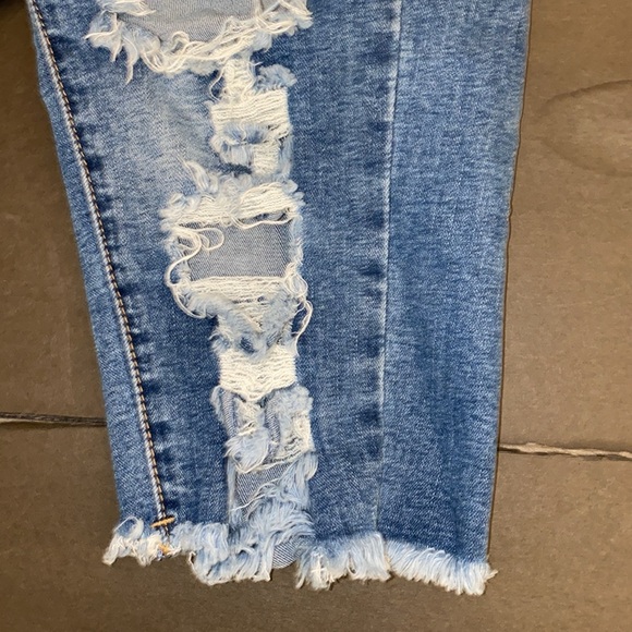 SHEIN Size 28 Blue Skinny Distressed Denim Cutoff Long Shorts - Picture 12 of 13